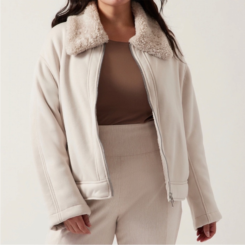 Athleta Westbound Sherpa Jacket in Abalone Grey Size 2X